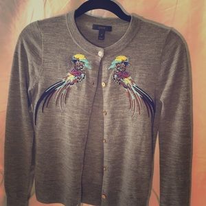 J.crew cardigan xs bird design